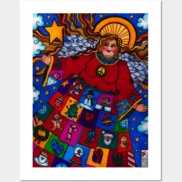 Abundant  Blessings Christmas Angel Wall Art by Kat Loves Chocolate